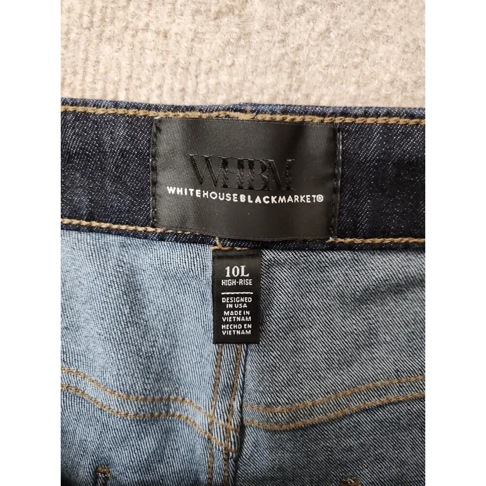 White House Black Market High Rise Slim Sculpt Jeans Women 10 Long Blue DarkWash